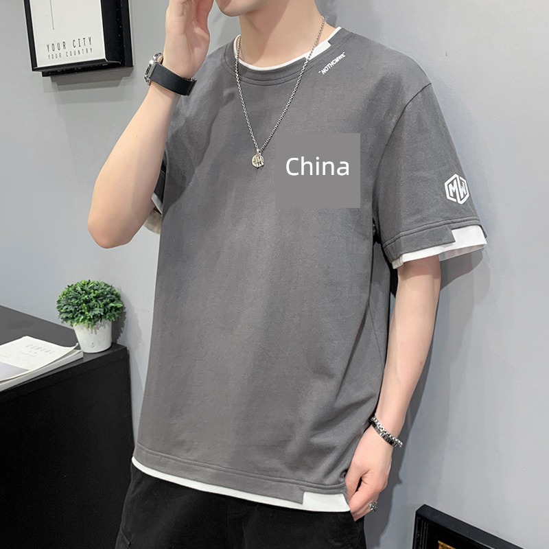Ice silk Half sleeve Chinese style man easy Fattening T-shirt