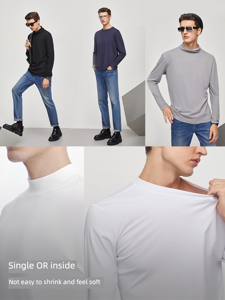 thumb white Little t winter Solid color Inner lap Long sleeve T-shirt