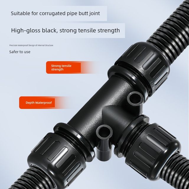 Nylon plastic corrugated pipe tee waterproof joint hose accessories Y-type wire pipe variable diameter clan head T-type lock