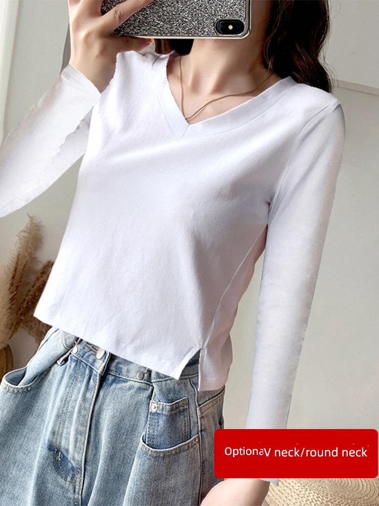 Autumn and winter yellow Show thin easy Long sleeve T-shirt Undershirt