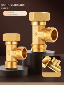 Brass Thickened Union Tee Connector for Water Pipes, Gas Pipes, Water Distributor, 4-Way Fittings, Internal Thread, Exte