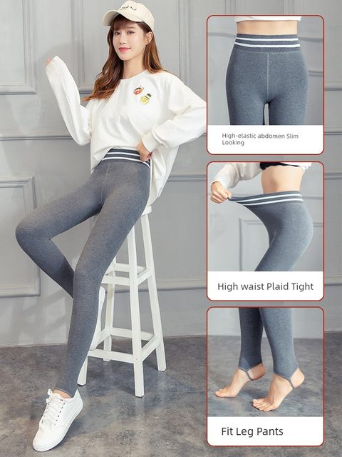 Leggings for women wearing autumn and winter velvet thickened foot pants for women slim elastic tight large size high-waist cotton trousers
