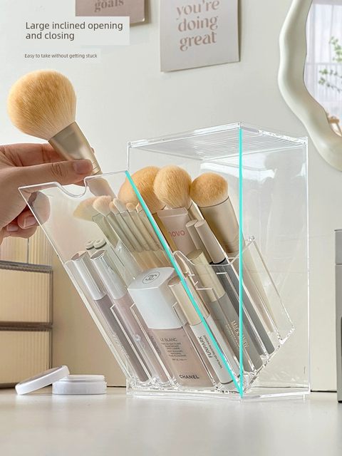 Makeup brush storage cylinder dustproof dressing table top cosmetics lipstick box eyebrow pencil eye shadow brush storage rack pencil