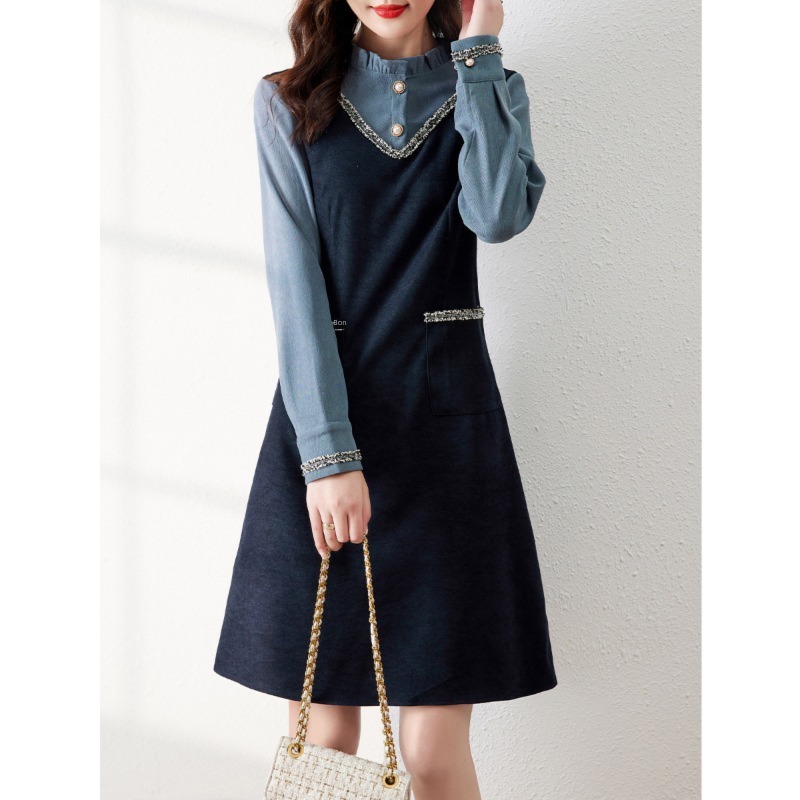 Dress Autumn and winter clothes Goddess little chap Fake two