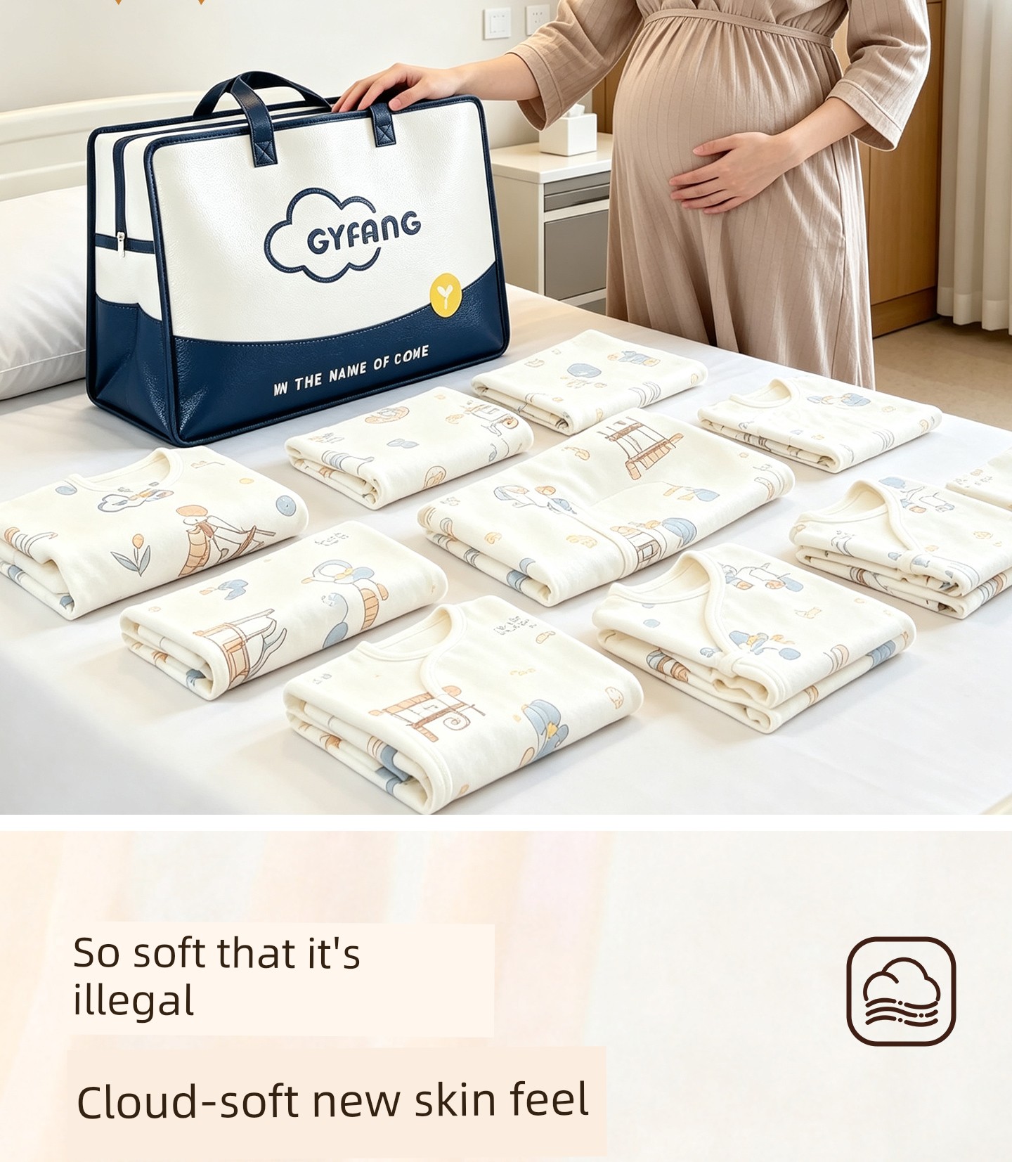 Maternity Bag, Complete Set of Newborn Baby A-Class Pure Cotton Clothes, Essential Newborn Supplies for Hospital Admission in October — 5