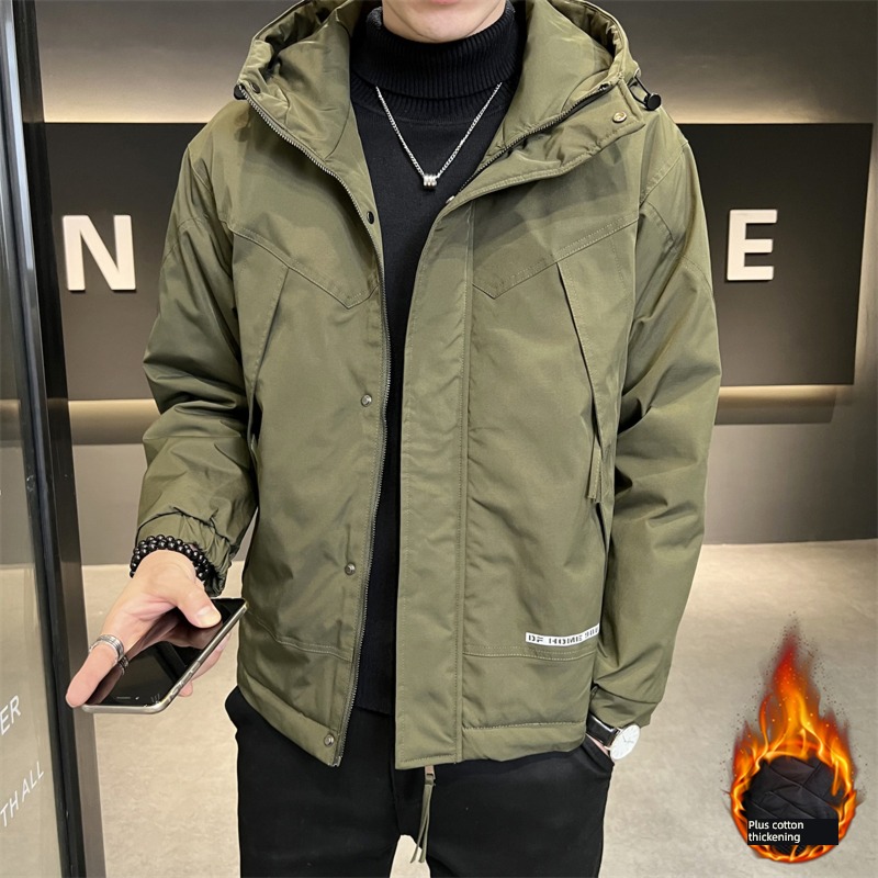 Autumn and winter thickening easy Hooded outdoors Cotton clip work clothes