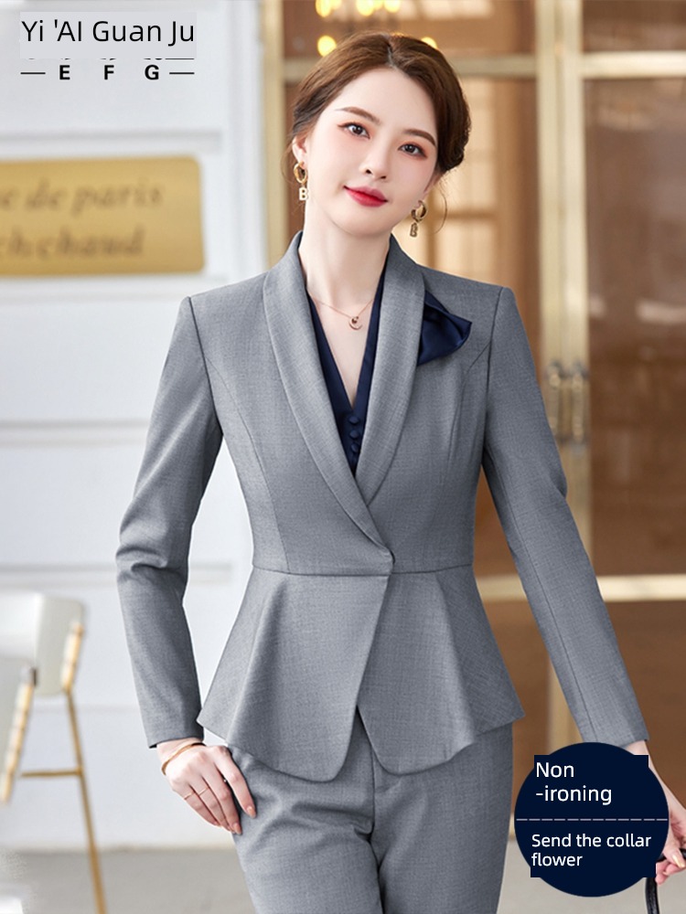 black suit loose coat ma'am Autumn and winter 2022 new pattern manager formal wear jacket temperament Occupation suit coverall