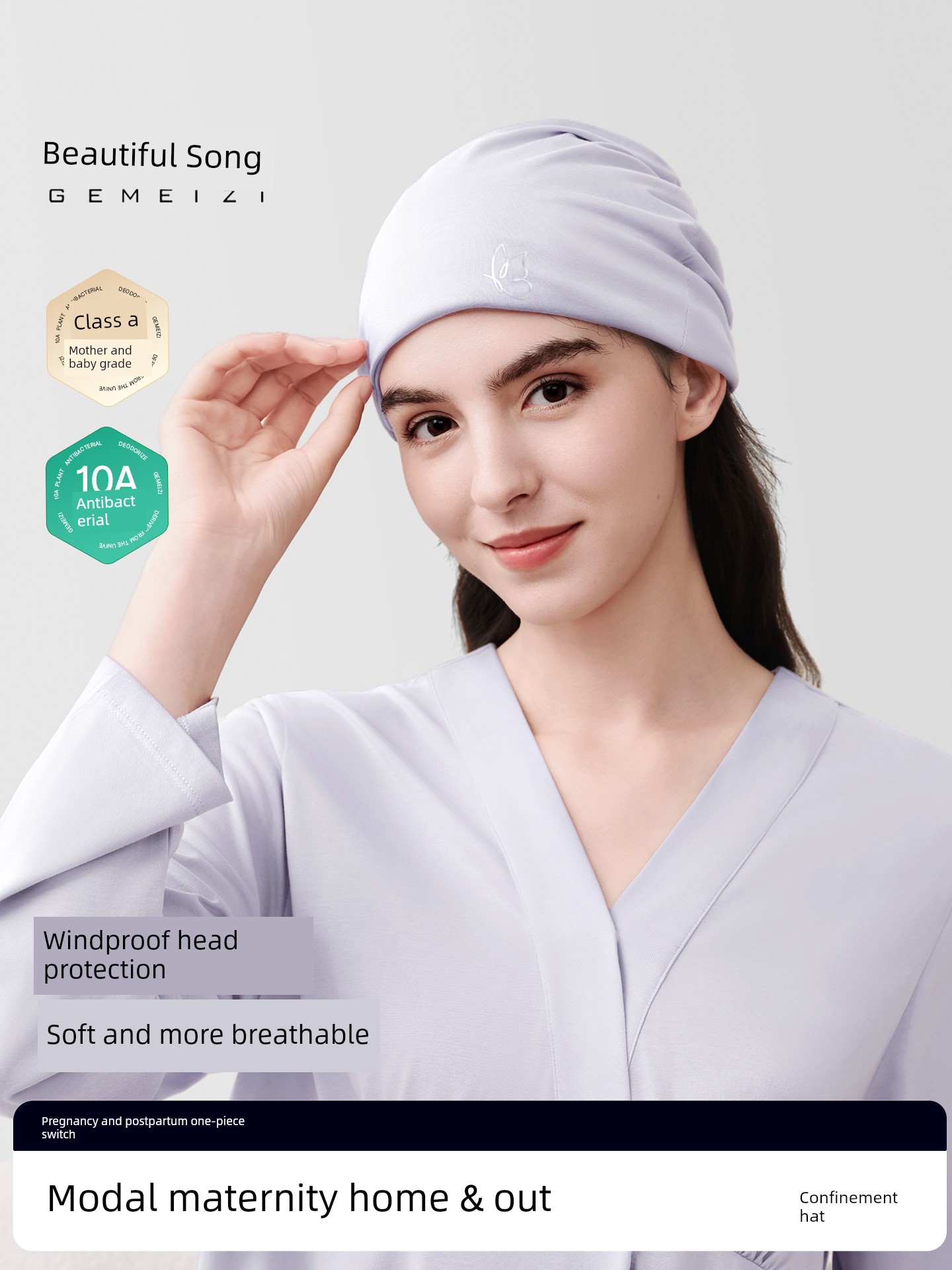Gemeizi Postpartum Hat for Mothers, Windproof, Warm Modal Headscarf for Postpartum Care, Antibacterial, Double-Layer Breathable