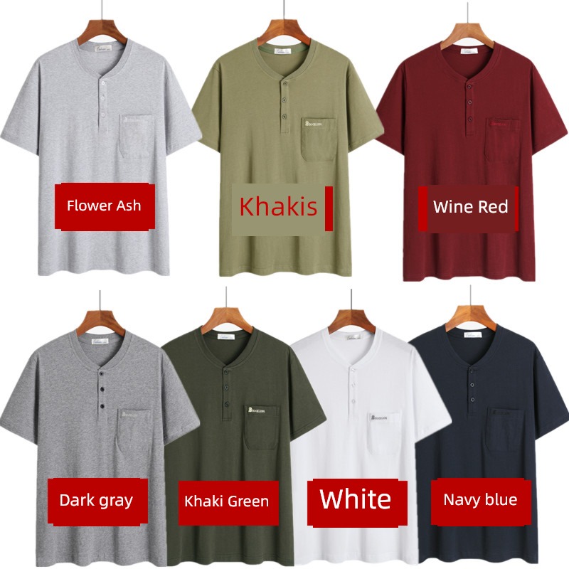 3 piece middle age summer Thin money V-neck grandpa Short sleeve T-shirt