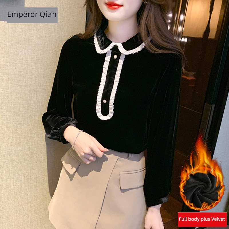 POLO Plush winter Advanced sense temperament Inner lap Lace