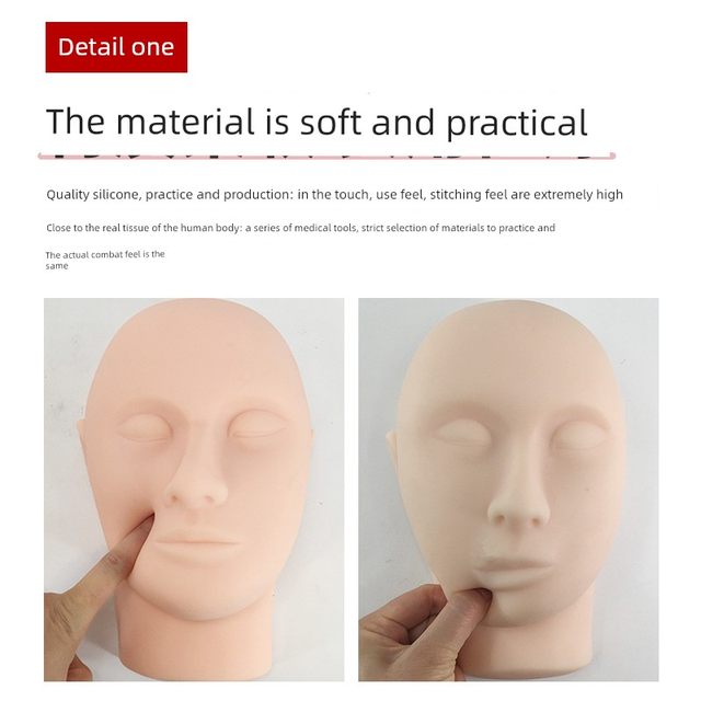 Micro plastic surgery line engraving facial nerve vessels Simulated facial beauty injection suture model Soft silicone head mold
