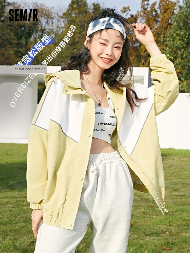 loose coat female Senma over size clothes Color matching loose coat