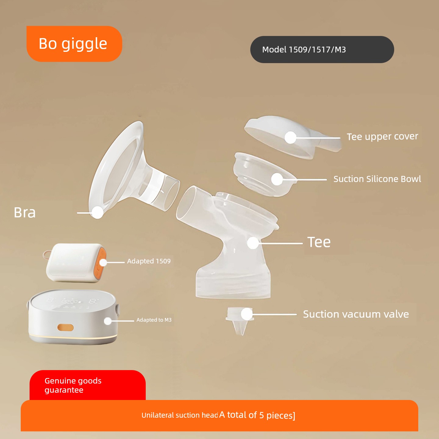 Suitable for Boga 1509/1517 Breast Pump Accessories Breast Shield Suction Silicone Valve Catheter Three-Way Bracket M3 — 4