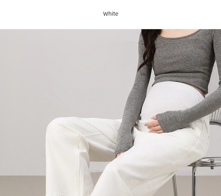 Maternity Premium Jeans for Pregnant Women, Spring and Autumn 2026 New Style, Petite Size, Cropped Straight-Leg, No Belly Support, Autumn Season — 34