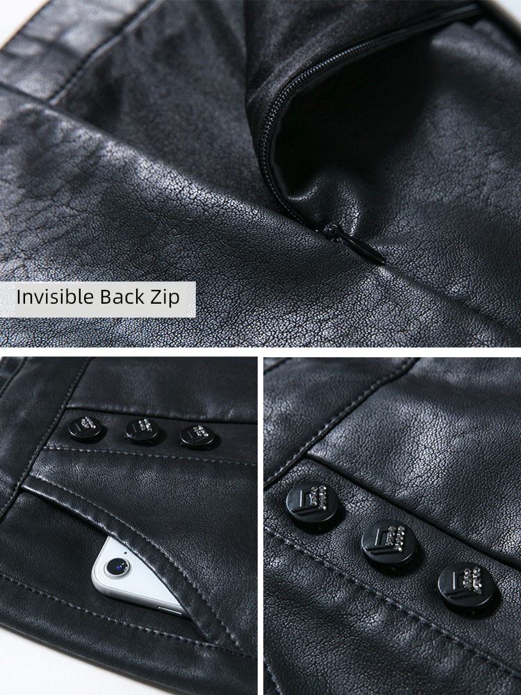 spring and autumn ma'am Big size Half body Leather skirt