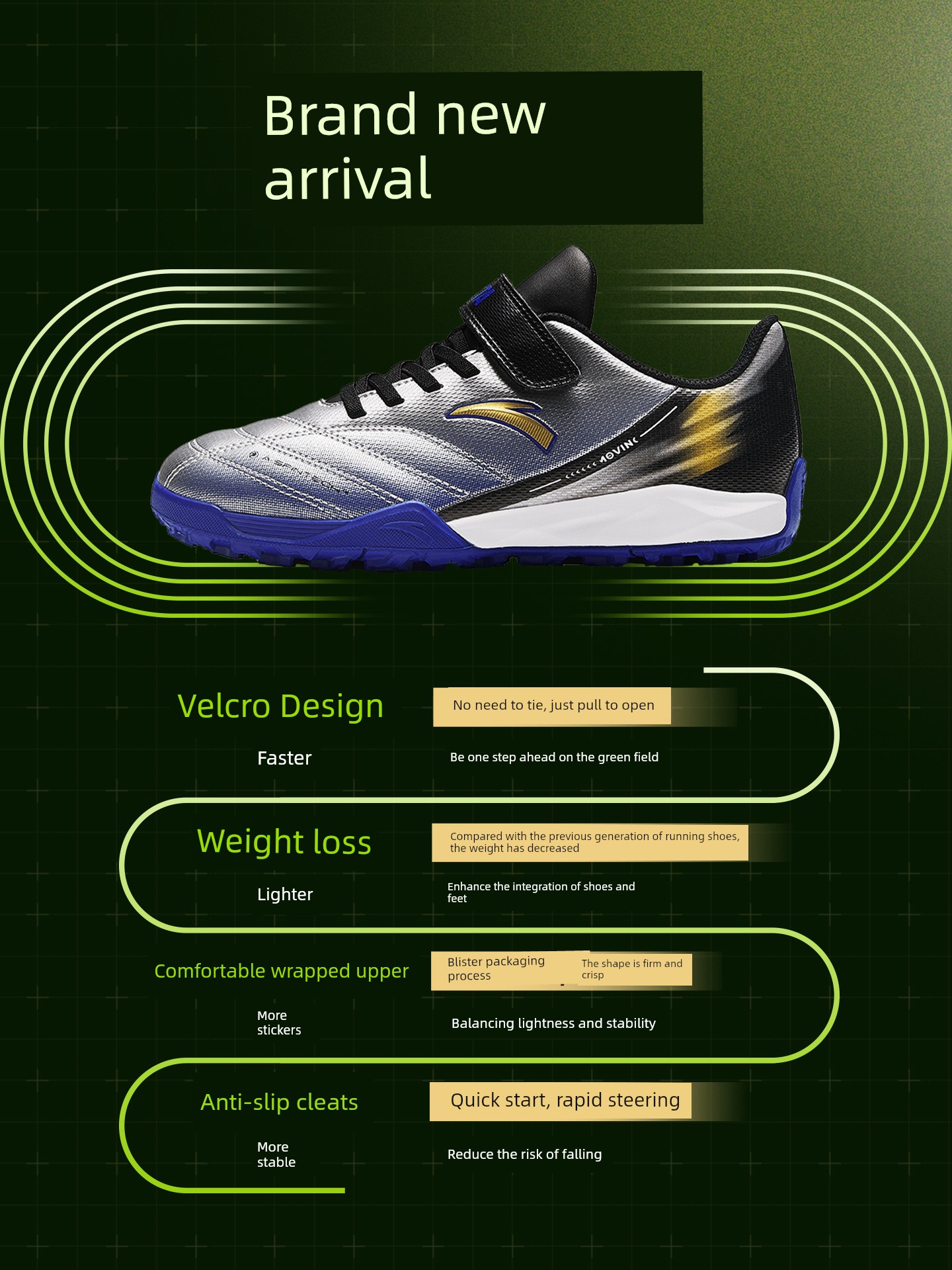 Anta Children's Soccer Cleats, Multi-Stud Shoes for Elementary School Boys, Official Professional Training Shoes, Flagship Soccer Cleats