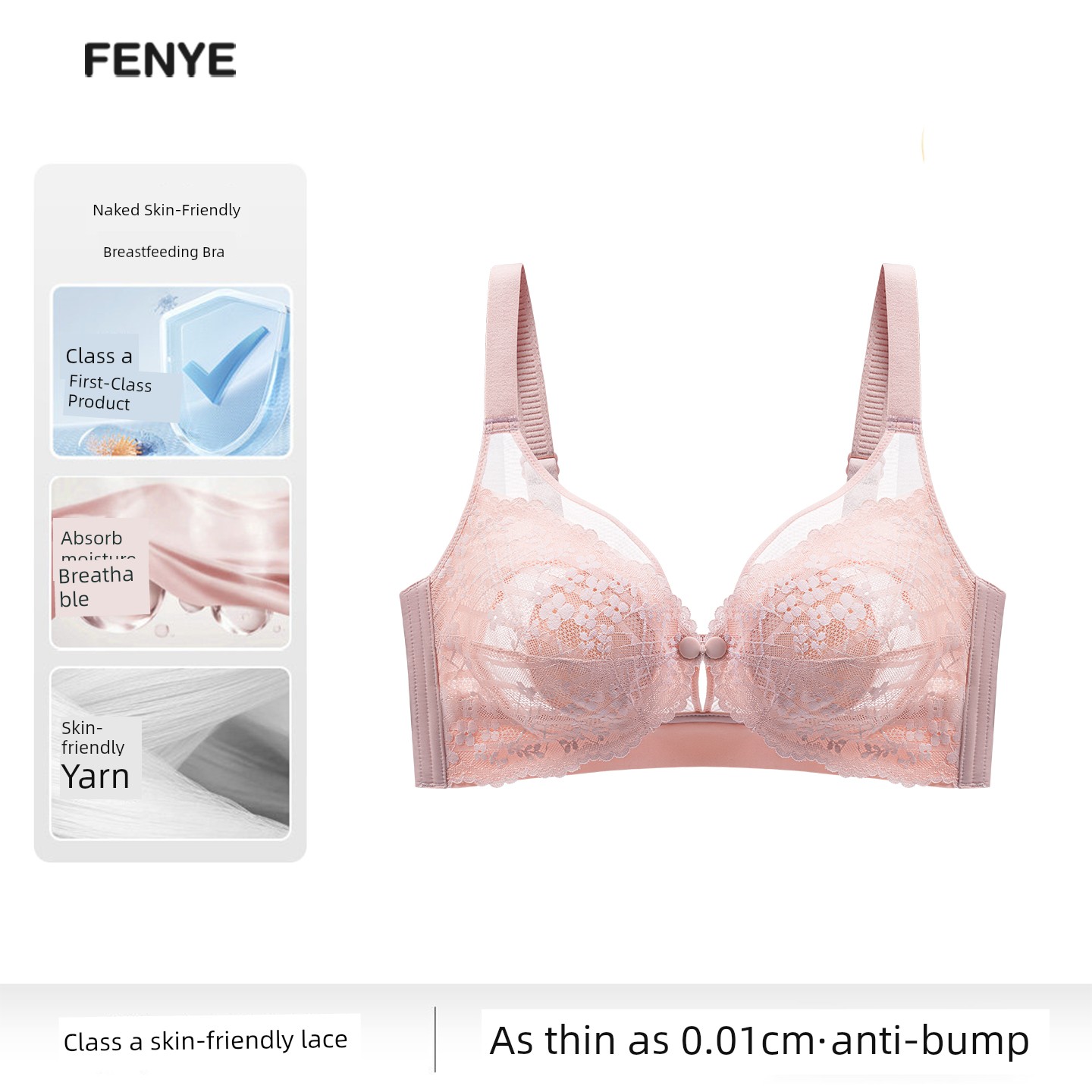 Breastfeeding Bra, Summer Thin Style, Special Anti-Sagging Front-Opening Bra for Postpartum Breastfeeding, Ultra-Thin Breathable Maternity Bra — 2