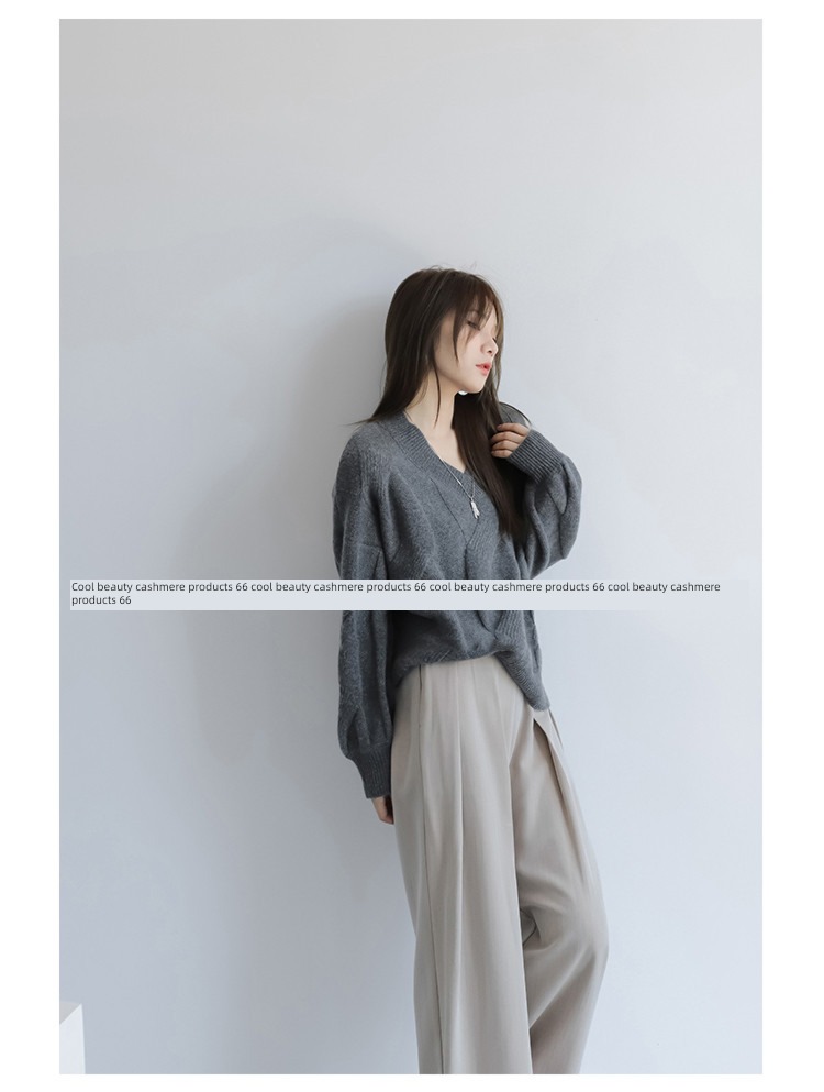 V-neck Twisted flower easy sweater have cash less than that is registered in the accounts pure Cashmere sweater
