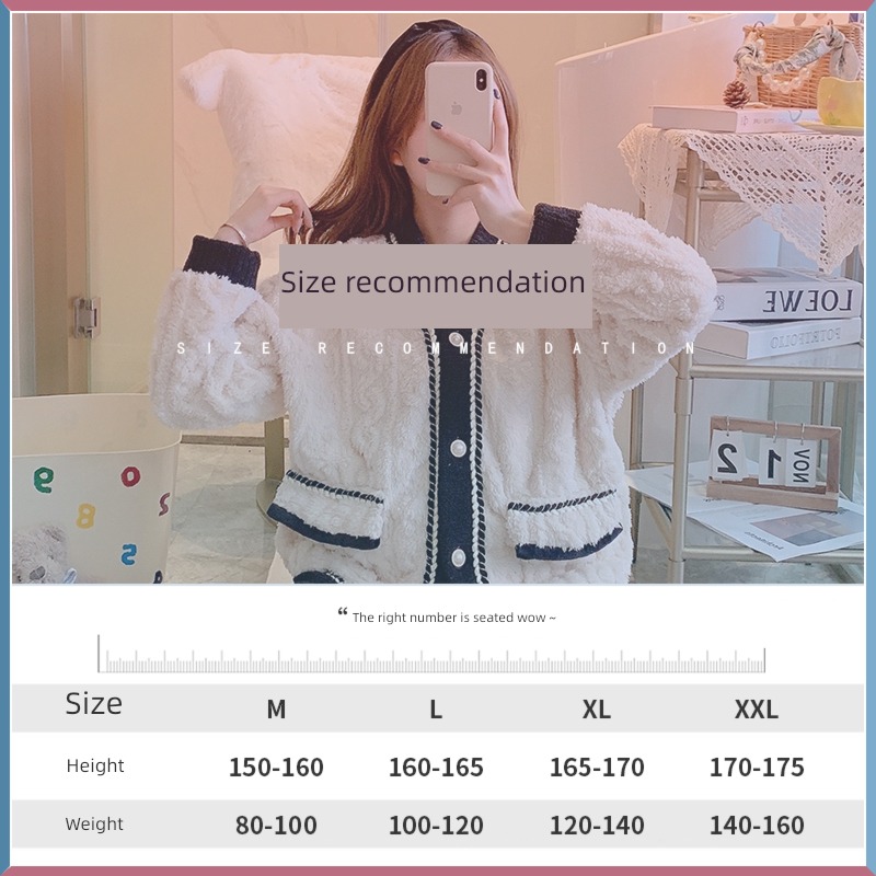 Flannel female Autumn and winter Long sleeve thickening Sweet pajamas