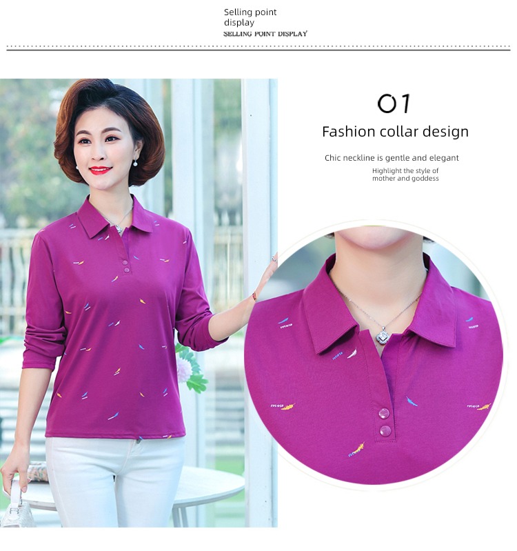 ma'am printing Autumn  Collar Undershirt Long sleeve T-shirt
