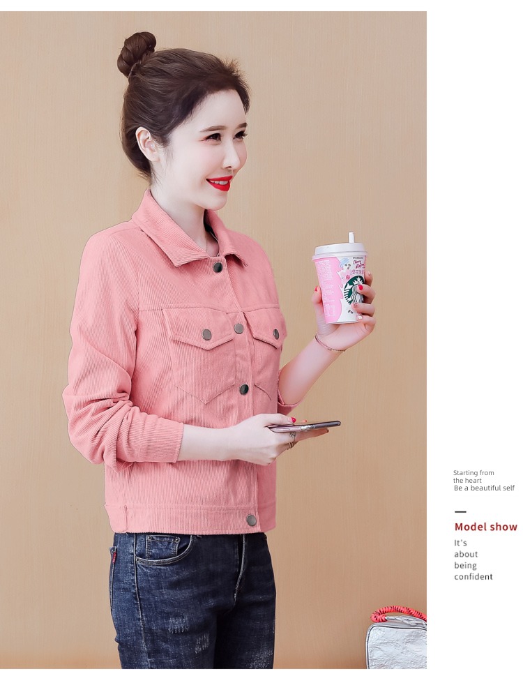 spring and autumn winter Foreign style corduroy ma'am short coat