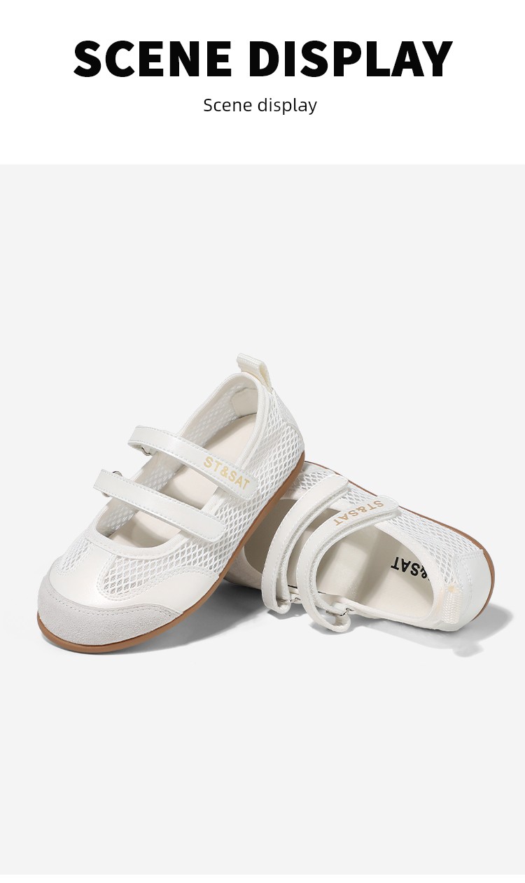 Saturday Kids' Shoes Children's Mary Jane Girls' Breathable Mesh Sandals Summer Velcro Ballet Style Casual Shoes — 10