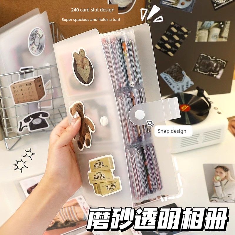 Instagram-Worthy Card Album with Four-Grid Loose-Leaf Design, 3inch Polaroid Celebrity Card Storage and Collection Album, Mushroom-Hole Photo Album
