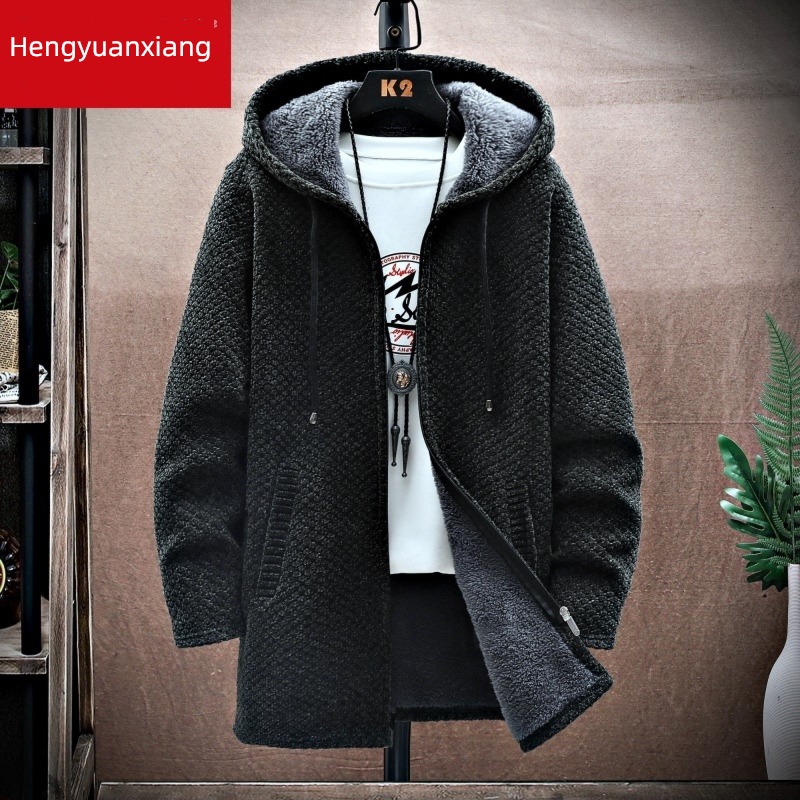 hyz  Plush Medium and long term Hooded sweater Sweater