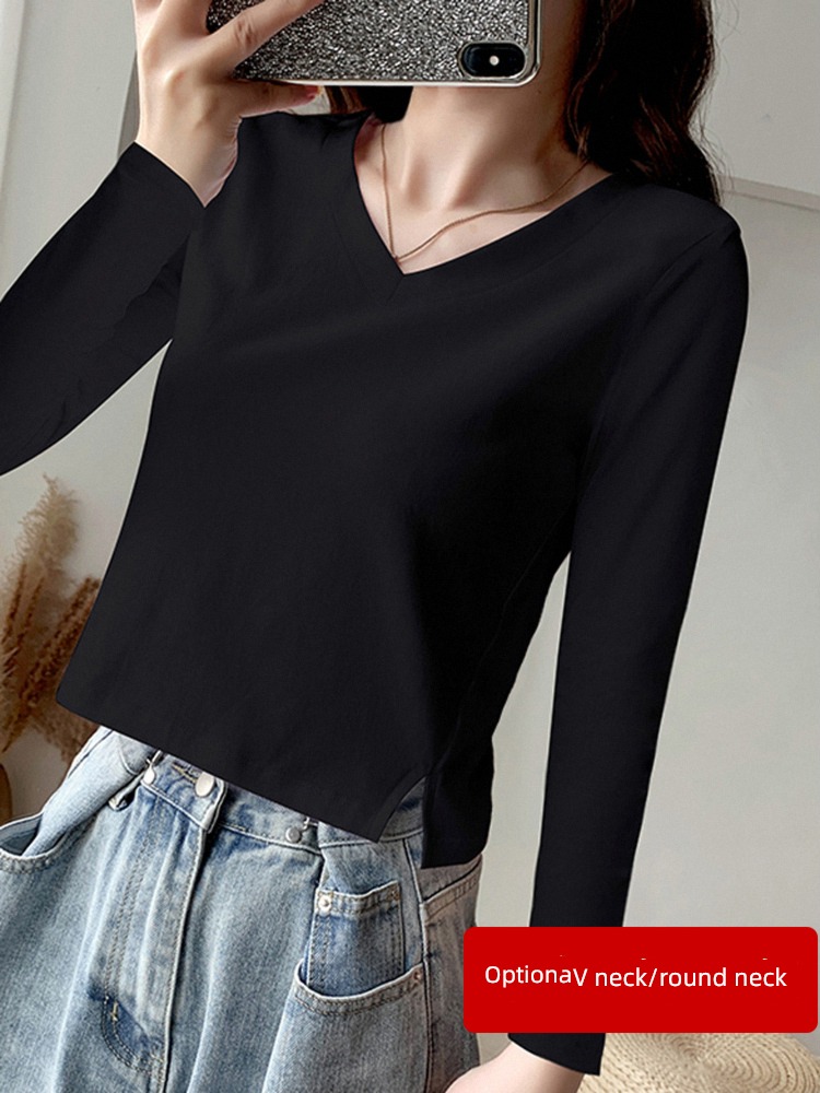 Autumn and winter yellow Show thin easy Long sleeve T-shirt Undershirt