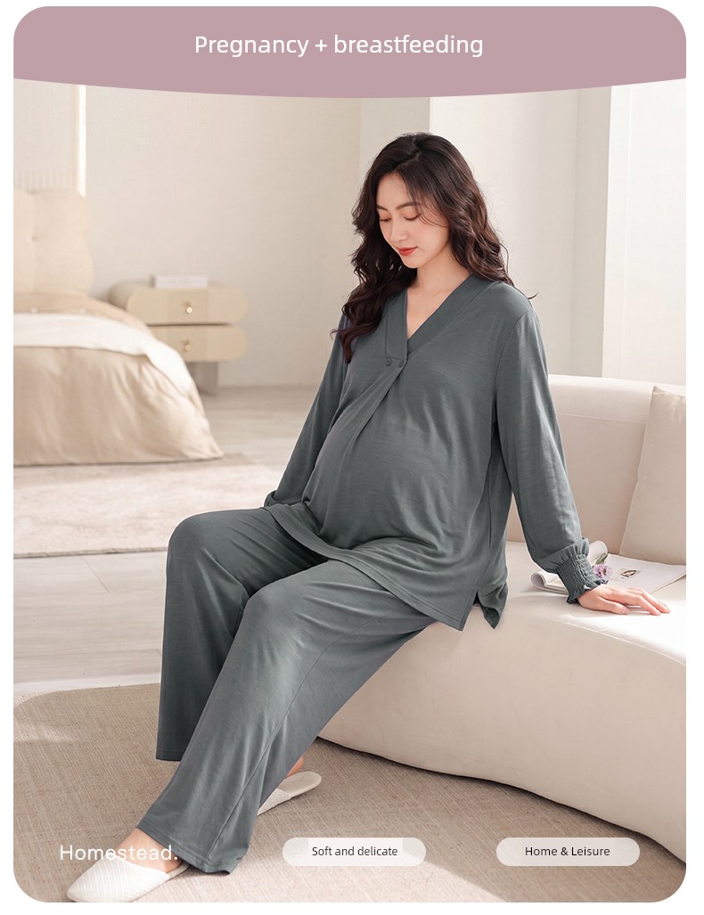 Cat People Maternity Nursing Pajamas 2026 New Thin Sweat-Absorbent Postpartum Special Maternity Nursing Homewear — 3