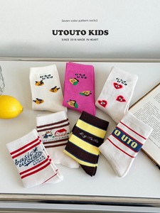 Big-Eared Elephant Girl's Multicolor Patterned Striped Short Socks 2026 Autumn New Style Baoer Seamless Color-Blocking V