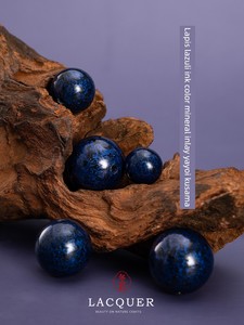 Natural Lacquer Single Beads, Traditional Craftsmanship Necklace Accessories, Handcrafted Jewelry, Lapis Lazuli Ink Blue