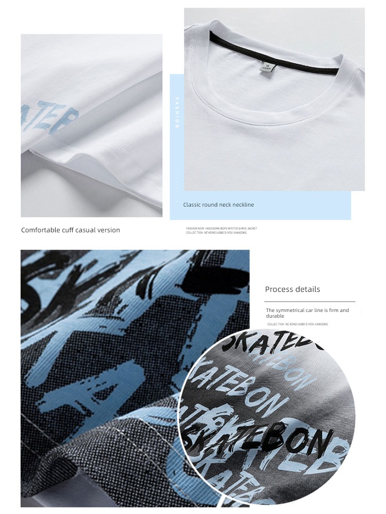 NGGGN man Chaopai Ice silk letter Short sleeve T-shirt