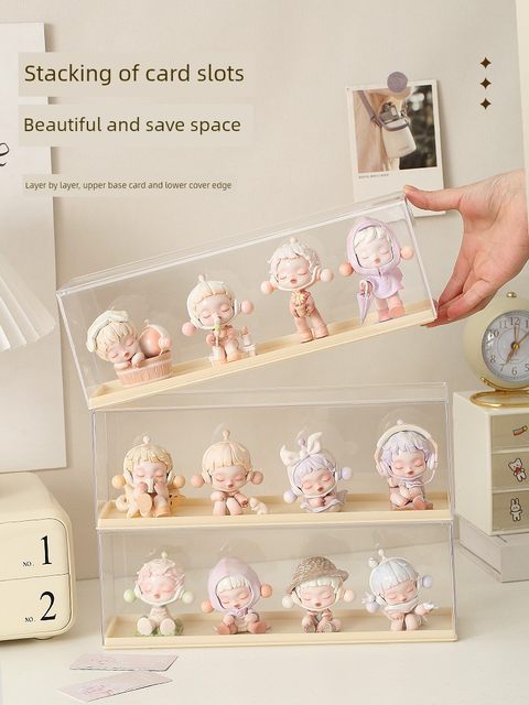 Blind box storage display cabinet cute transparent acrylic desktop display stand hand-doll doll dustproof display box