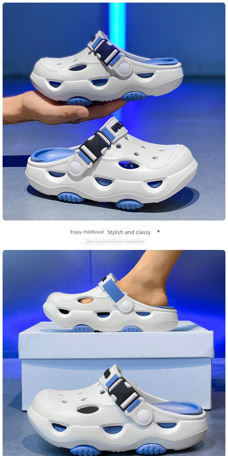 Boys' Summer Slippers, Children's Clogs, Big Kids' Soft-Soled Non-Slip Beach Shoes, Outdoor Dual-Use Boys' Closed-Toe Sandals — 12
