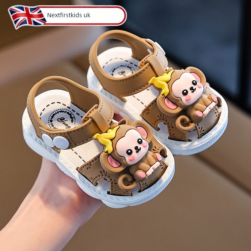 British Children's Sandals for Boys, Non-Slip and Odor-Resistant, for Girls Aged 0-1-3, Cartoon Closed-Toe Sandals Suitable for Water Activities