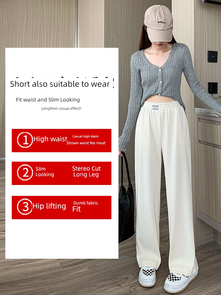 chenille  female Autumn and winter High waist leisure time Plush Wide leg pants