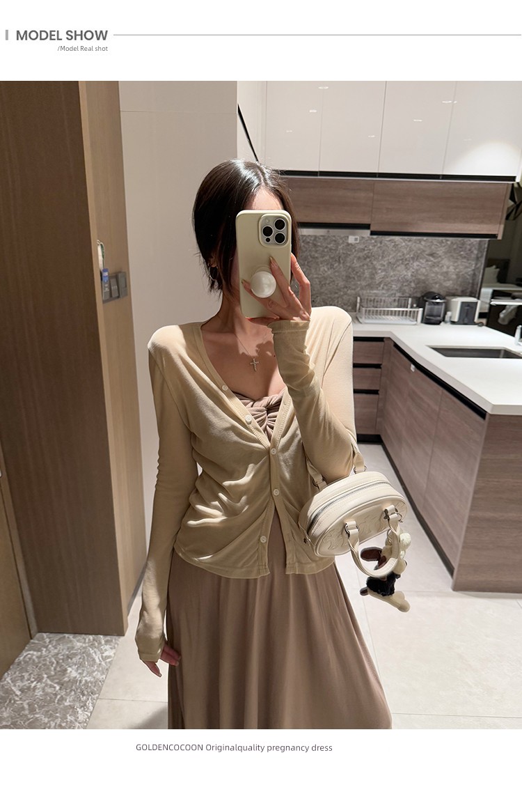 Golden Cocoon Stylish Maternity Dress New Style Pregnant Women's Dress Summer French Style Gown Strapless Dress — 4