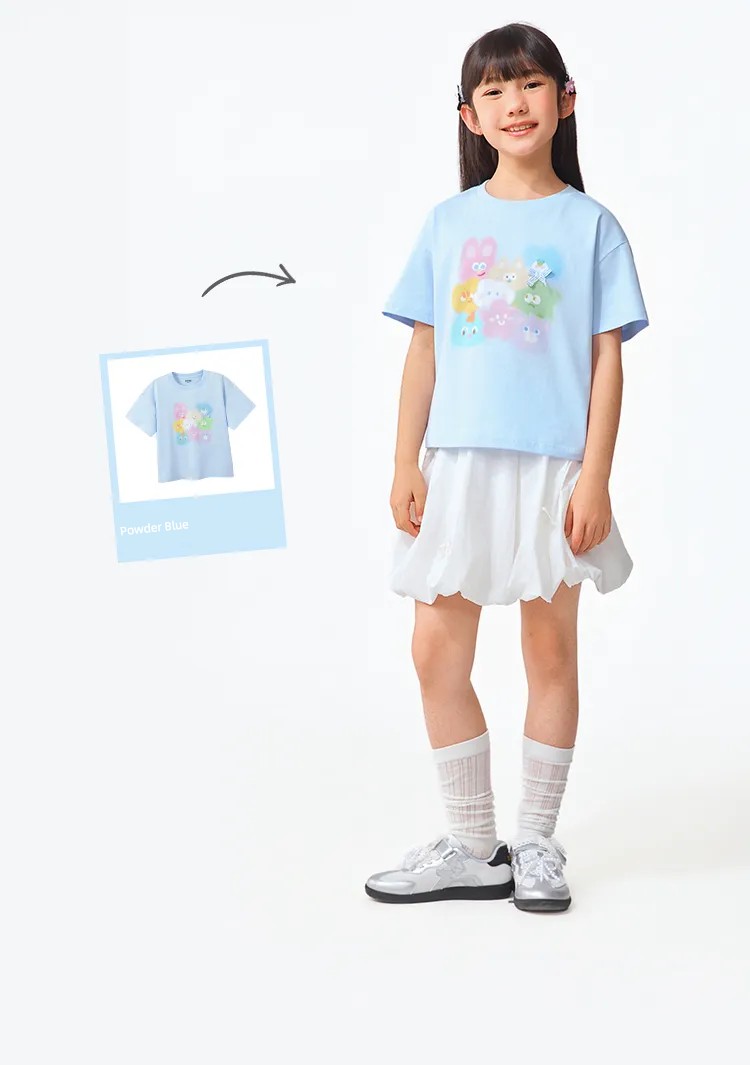 Semir Children's Short-Sleeve T-Shirt 2025 Summer New Style Comfortable Loose Printed Girls' Clothing with a Unique Design — 30