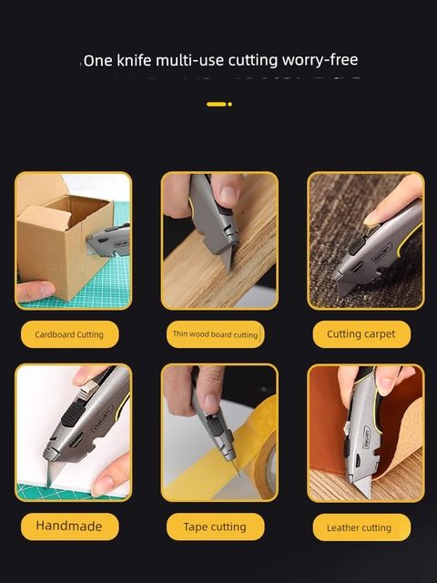 得力美工刀重型全钢加厚割刀电工专用钩刀锌合金不锈钢折叠电工刀