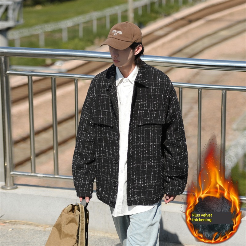 easy Autumn and winter Adding cotton Lapel Coat Wool loose coat