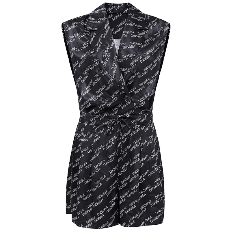 icy street fashion V-collar High waist Sleeveless Frenulum Jumpsuit