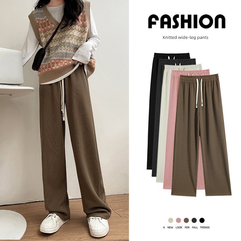 chenille  Spring, autumn and winter easy High waist Plush Wide leg pants