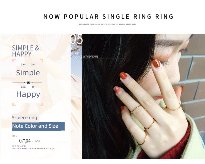 ins female 14k rose gold confidante lovers Right ring Prime circle