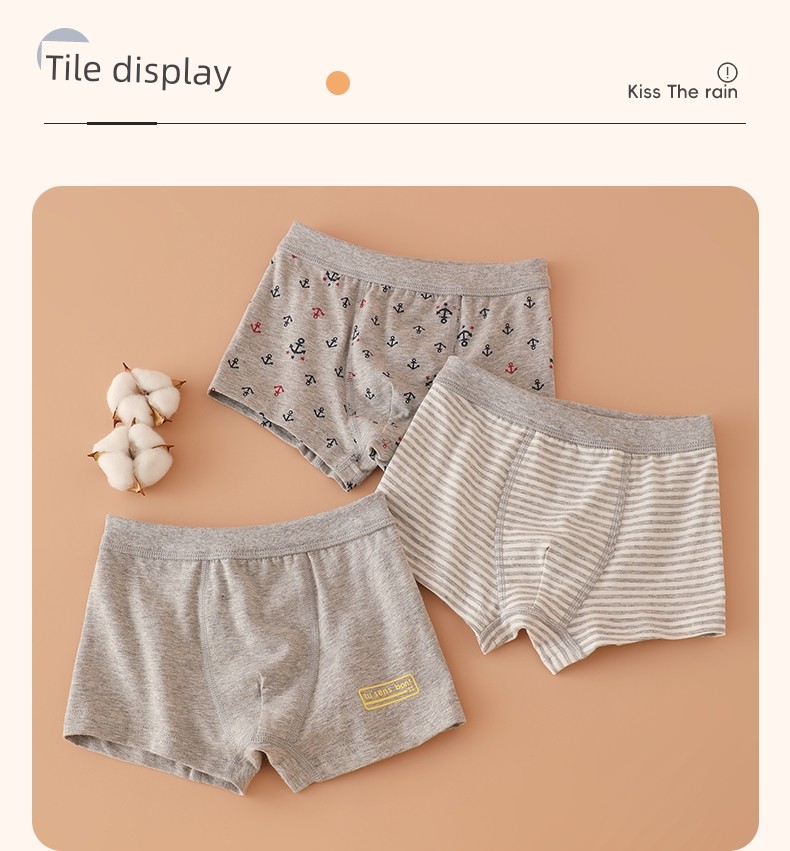 3 PCs No Side Seam Cotton Elastic Children's Underpants — 13