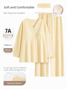 Pure Cotton Maternity Pajamas with Headscarf for Spring and Autumn, Thin Summer Style for Pre- and Postpartum, Breastfee