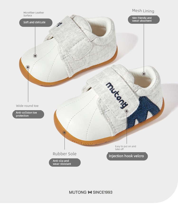 Muttong Baby Thin-Soled Pre-Walking Shoes 2026 Spring and Autumn New Model for 6-18 Months Baby Girls and Boys Soft-Soled Walking Shoes — 38