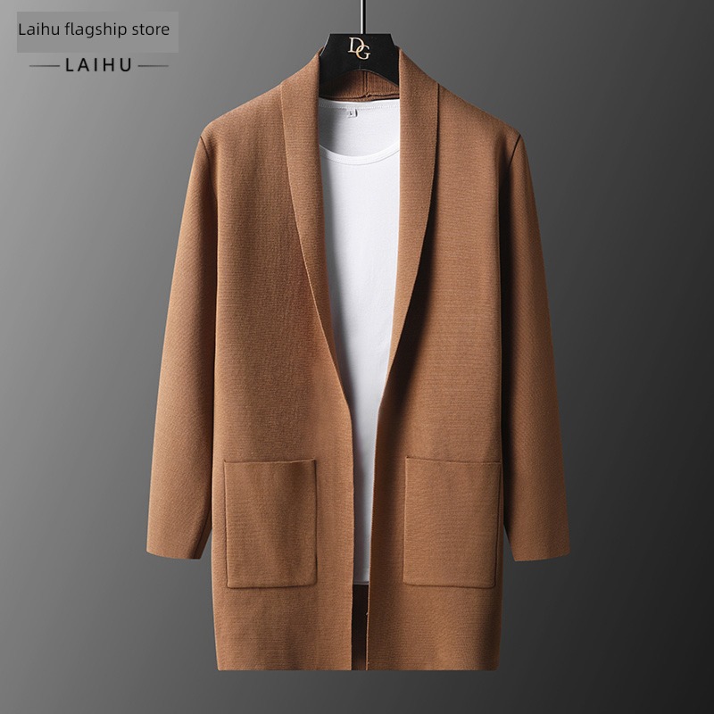 tide autumn fashion handsome Medium and long term Lapel Sweater