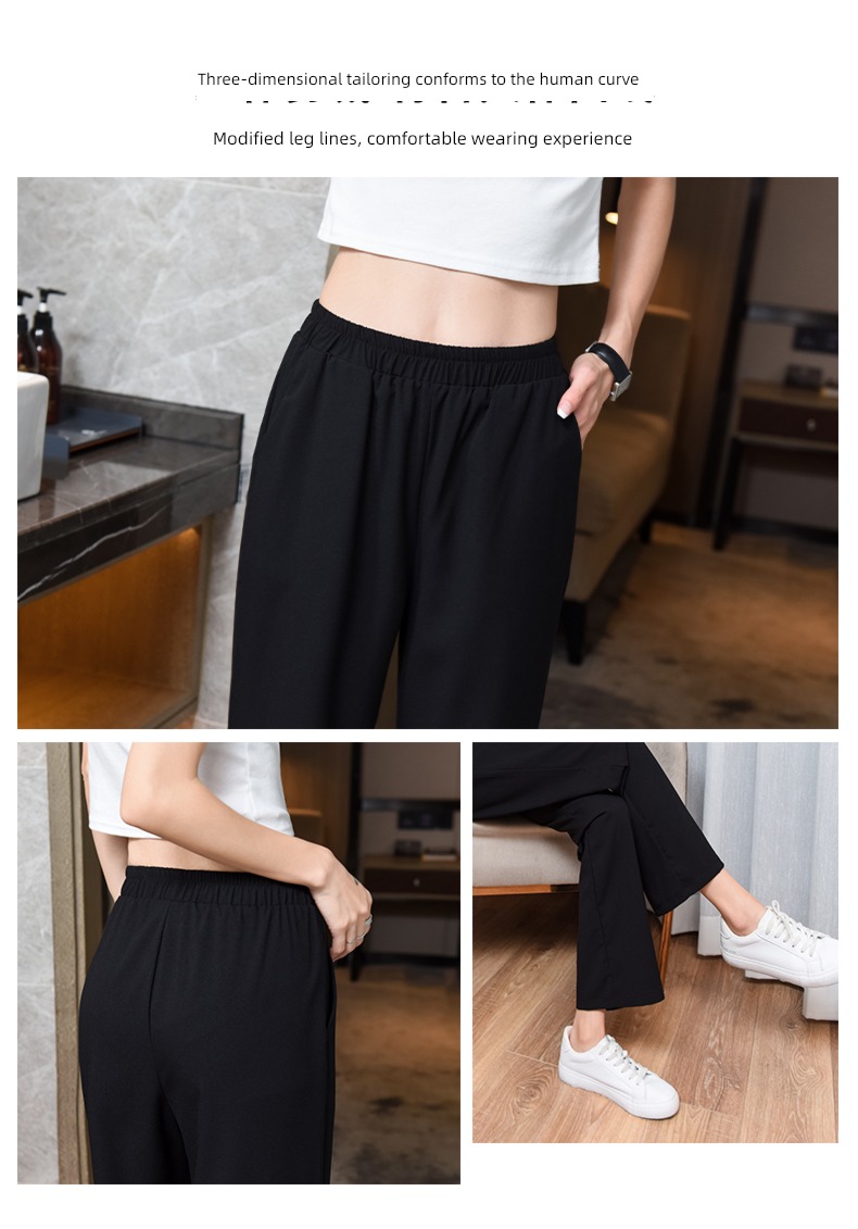 Chiffon easy Sagging sensation High waist Thin money leisure time Wide leg pants