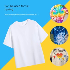 Kindergarten Pure Cotton White T-Shirt DIY Tie-Dye Clothing Parent-Child Cultural Shirt Hand-Painted Short-Sleeve Graffi